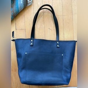 Black and Navy Portland Leather Tote